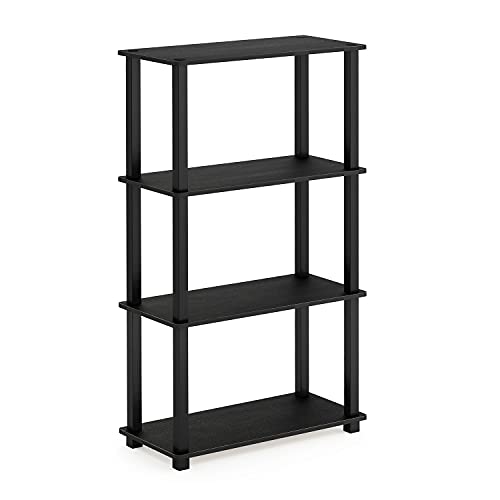 Furinno Turn-N-Tube 4-Tier Multipurpose Shelf Display Rack, Square Tube, Americano/Black