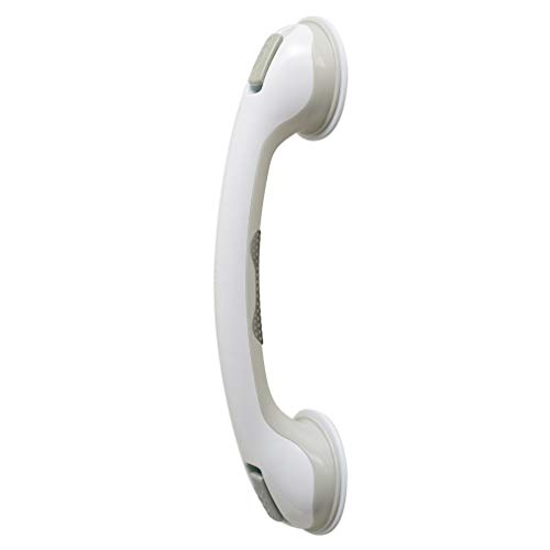 Safe-er-Grip Changing Lifestyles Suction Cup Grab Bars For Bathtubs & Showers; Safety Bathroom Assist Handle, White & Grey, 16 Inches