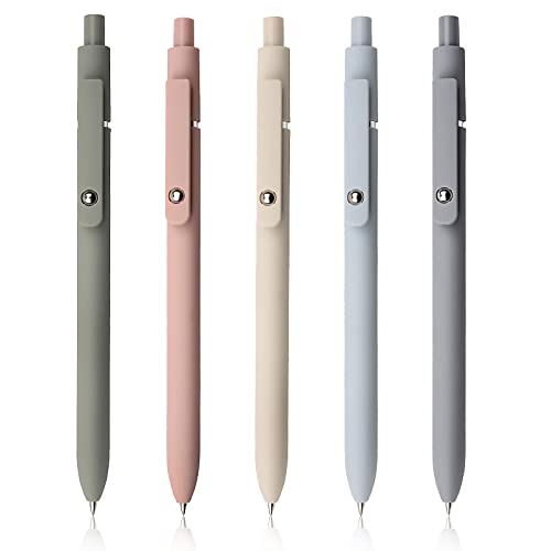 UIXJODO Gel Pens, 5 Pcs 0.5mm Black Ink Pens Fine Point Smooth Writing Pens, High-End Series Pens for Journaling Note Taking, Cute Office School Supplies Gifts for Women Men (Morandi)