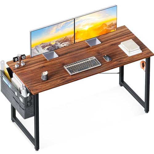 ODK Computer Desk Large Office Desk, 48 Inch Gaming Desk with Storage, Modern PC Desk Work Table with Headphone Hook for Home Office, Deep Brown