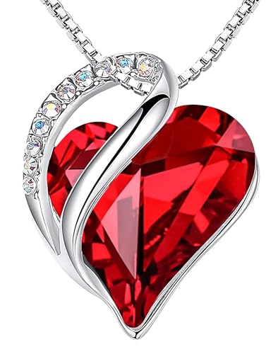 Leafael Necklaces for Women, Infinity Love Heart Pendant with Birthstone Crystals, Jewelry Gifts for Wife, Silver Plated 18 + 2 inch Chain, Birthday or Chrismas Holiday Gift for Her, Mom, Girlfriends