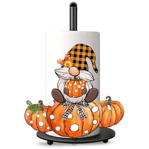 Fall Paper Towel Holder, Fall Bathroom Decor, Kitchen Decor, Fall Decorations Pumpkins Gnomes Accessories Paper Towel Holder Stand, Metal Autumn Decorations - Farmhouse Large Towel Stand