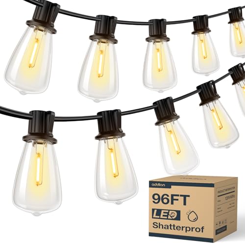 addlon 96 FT (2x48FT) Outdoor String Lights Commercial Grade Strand 36 Bulbs 30 Hanging Sockets, ETL Listed Decorative Christmas Lights for Patio Garden