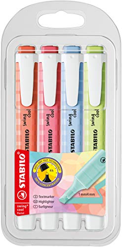 STABILO Highlighter swing cool Pastel - Wallet of 4 - Assorted colors