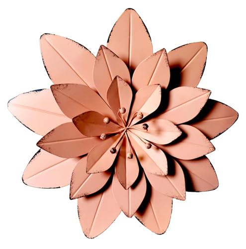 GIFTME 5 Dusty Light Pink Floral Metal Wall Art Decor(11.5x2 inch，1pc)