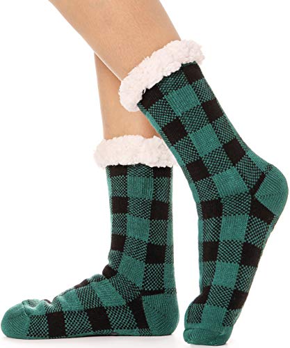 ANTSNAG Womens Slipper Socks Fuzzy Fluffy Cabin Cozy Winter Thick Warm Comfy Fleece Soft Grips Christmas Socks