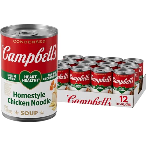 Campbell’s Condensed Heart Healthy Homestyle Chicken Noodle Soup, 10.5 oz Can (12 Pack)