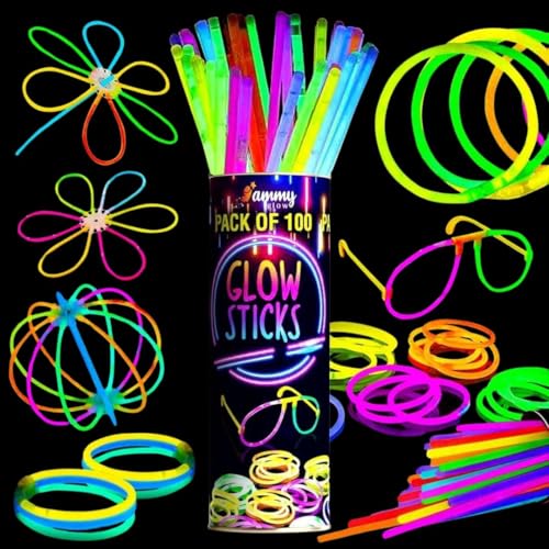 Premium Bright Glow Sticks Bulk Party Pack for Halloween -Glow in The Dark Party Supplies- 205 Pcs-Eye Glasses-Bracelets- Necklaces- Neon Accessories-Glow Party Pack -Kids Party Favors