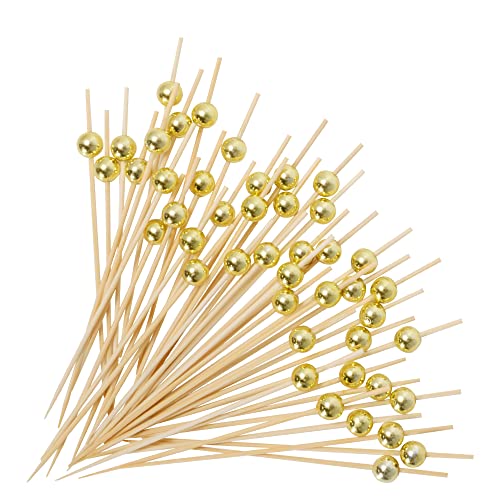 100PCS Fancy Toothpicks for Appetizers, Gold Cocktail Picks for Party Decoration, Appetizer Skewers for Charcuterie Sandwich Burgers Fruit - 4.7 inch