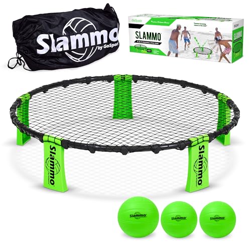 GoSports Slammo Game Set (Includes 3 Balls, Carrying Case and Rules) - Outdoor Lawn, Beach & Tailgating Roundnet Game for Kids, Teens & Adults