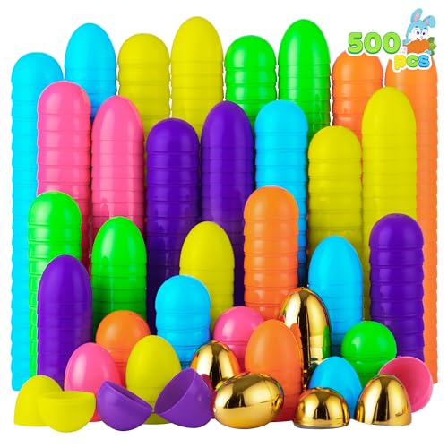 JOYIN 144 Pieces 2.3' Easter Eggs + 6 Golden Eggs for Filling Specific Treats, Easter Theme Party Favor, Easter Hunt, Basket Stuffers Filler, Classroom Prize Supplies Toy