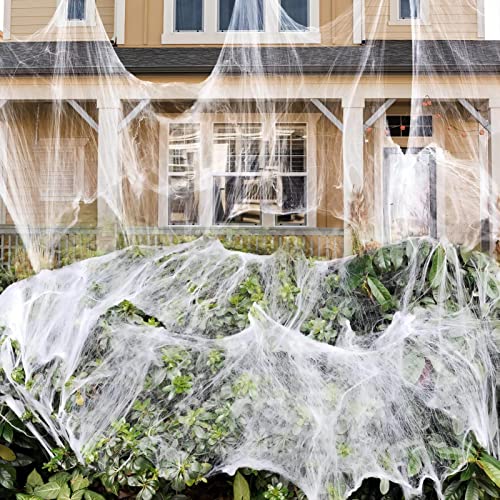 900 sqft Spider Webs Halloween Decorations Bonus with 30 Fake Spiders, Super Stretch Cobwebs for Halloween Indoor and Outdoor Party Supplies