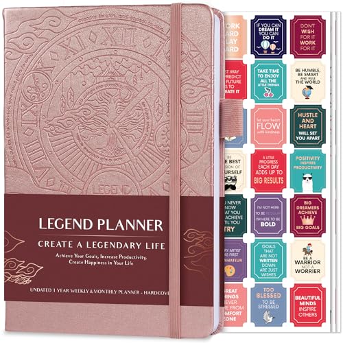 Legend Planner – Weekly & Monthly Life Planner to Hit Your Goals & Live Happier. Organizer Notebook & Productivity Journal. A5 (Rose Gold)