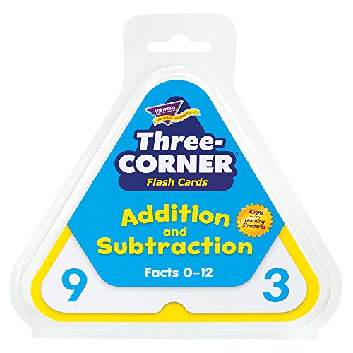 Trend Enterprises: Three-Corner Addition and Subtraction Flash Cards, Interactive Self-Checking Cards, Exciting Way for Everyone to Learn, 48 Two-Sided Cards Included, Ages 6 and Up