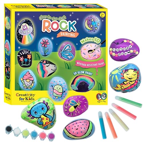 Creativity for Kids Glow in the Dark Rock Painting Kit: Crafts for Kids Ages 6-8+, Painting Rocks Arts and Crafts, Kids Gift