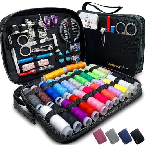 Vellostar Sewing Kit for Adults - Mend Your Clothes with This Hand Sewing Kit at Home or On The Go, a Basic Needle and Thread Kit with Essential Sewing Supplies and Accessories for Small Repairs