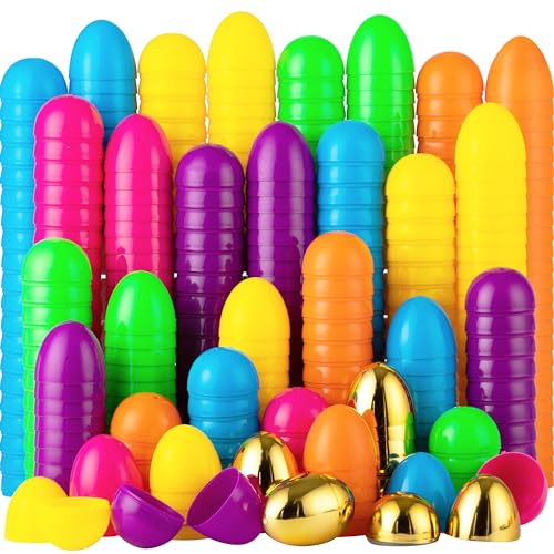 JOYIN 144 Pieces 2.3' Easter Eggs + 6 Golden Eggs for Filling Specific Treats, Easter Theme Party Favor, Easter Hunt, Basket Stuffers Filler, Classroom Prize Supplies Toy