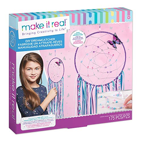 Make It Real: DIY Dreamcatcher - Purple Pink Blue Butterfly, 175 Piece All-In-One DIY Kit, Tweens & Girls, Bedroom Décor, Arts & Crafts, Make A Beautiful Hanging Bead Dreamcatcher, Kids Ages 8+