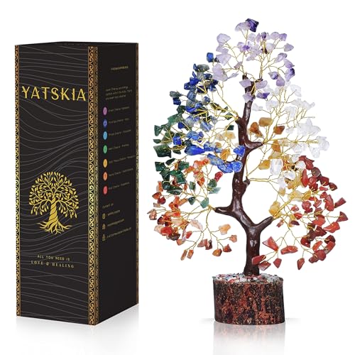 YATSKIA Chakra Tree of Life - Crystal Tree for Positive Energy - Seven Chakra Tree - 7 Chakra Tree, Money Tree, Feng Shui Decor, Crystals and Healing Stones