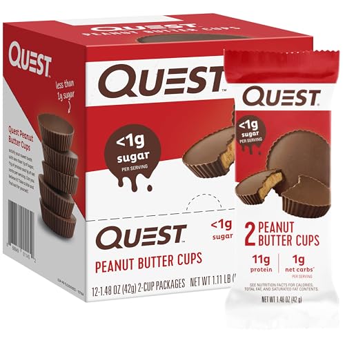 Quest Nutrition Peanut Butter Cups, 11g Protein, 1g Sugar, Low Carb, Gluten Free, Keto Friendly, 12 Count