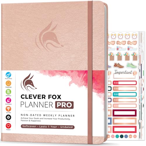 Clever Fox Planner PRO – Weekly & Monthly Life Planner to Increase Productivity, Time Management and Hit Your Goals, 8.5x11″ (Rose Gold)