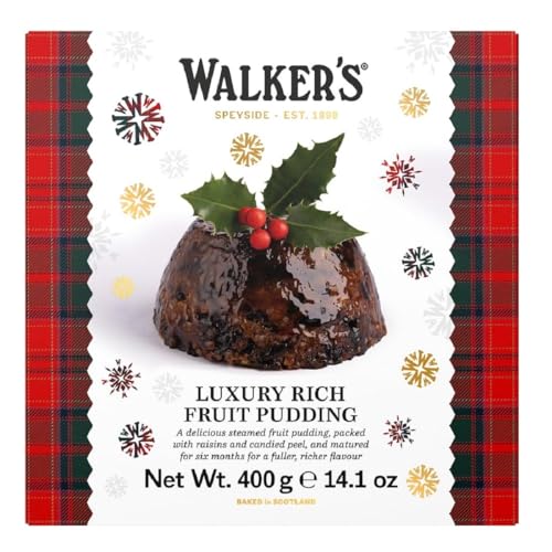 Walker’s Rich Fruit Pudding - 14.1 Oz Plum Pudding for Christmas - Luxury Holiday Treat and Dessert from Scotland