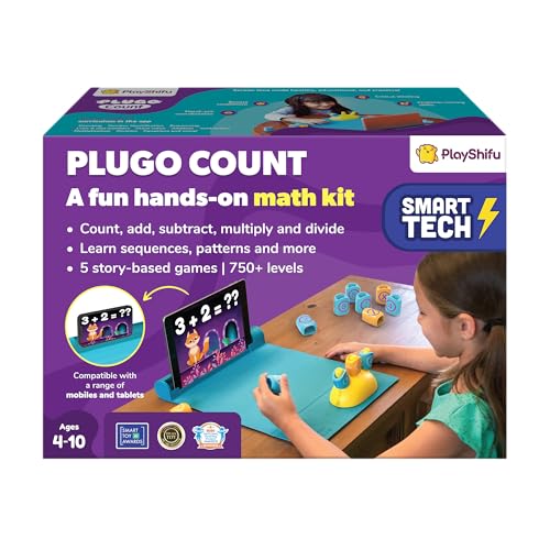 PlayShifu Plugo Count (Kit + App) : Educational Math Toy for Kids Age 4 to 8, 5 Interactive Math Games Story-Based Learning Perfect Birthday Gifts Works with Tabs/Mobiles