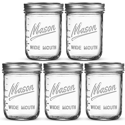 KAMOTA Mason Jars 16 OZ With Regular Lids and Bands, Ideal for Meal Prep,  Jam, Honey, Wedding Favors, Shower Favors, DIY Spice Jars, 16 PACK, 20