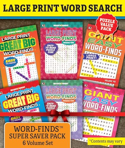 KAPPA Super Saver LARGE PRINT Word Search Puzzle Pack - (Pack of 6) Full Size Books