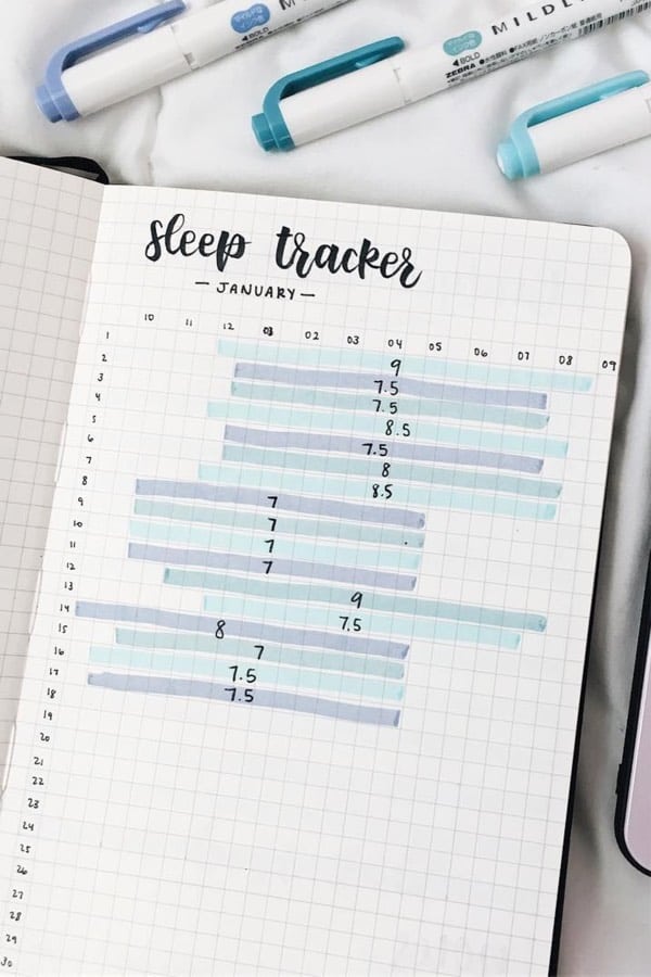 17 Adorable Bullet Journal Sleep Trackers For 2024 - Crazy Laura