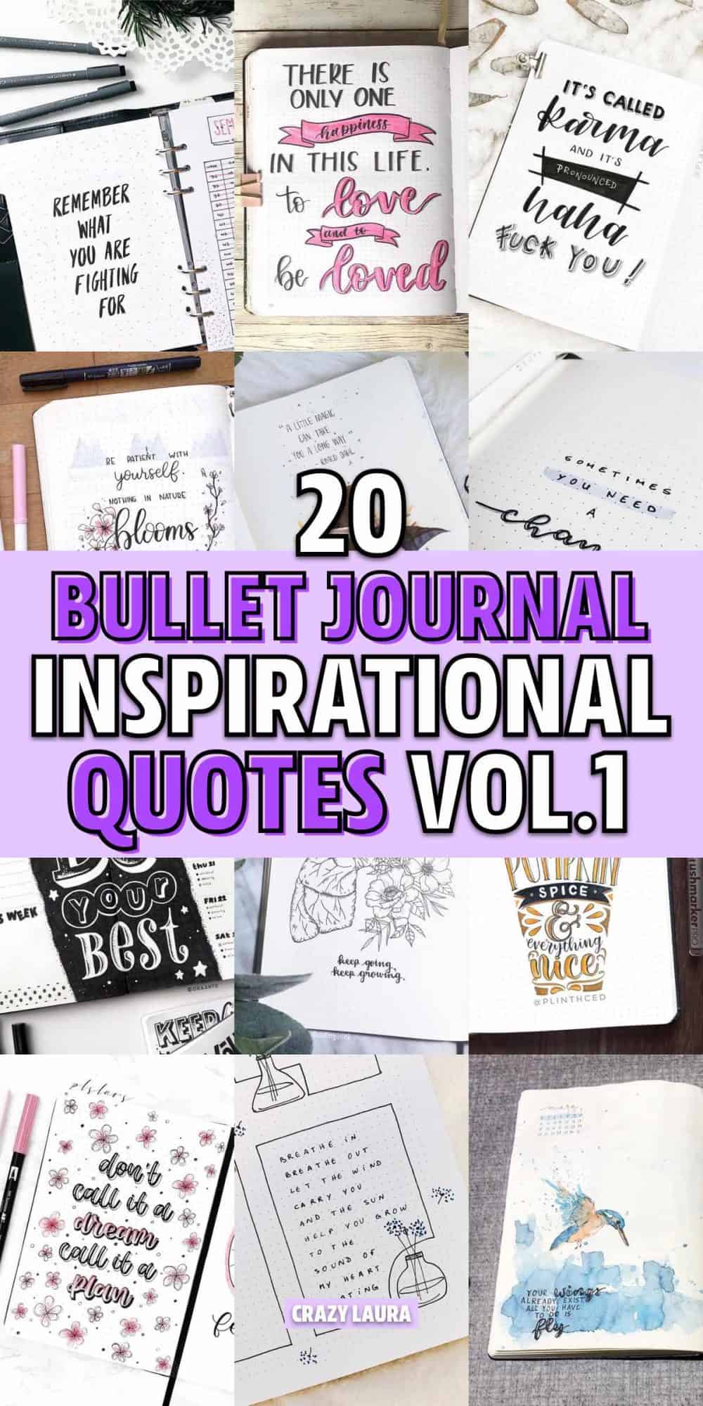 Inspirational Bullet Journal Quotes For Bujo Addicts Vol.1 - Crazy Laura