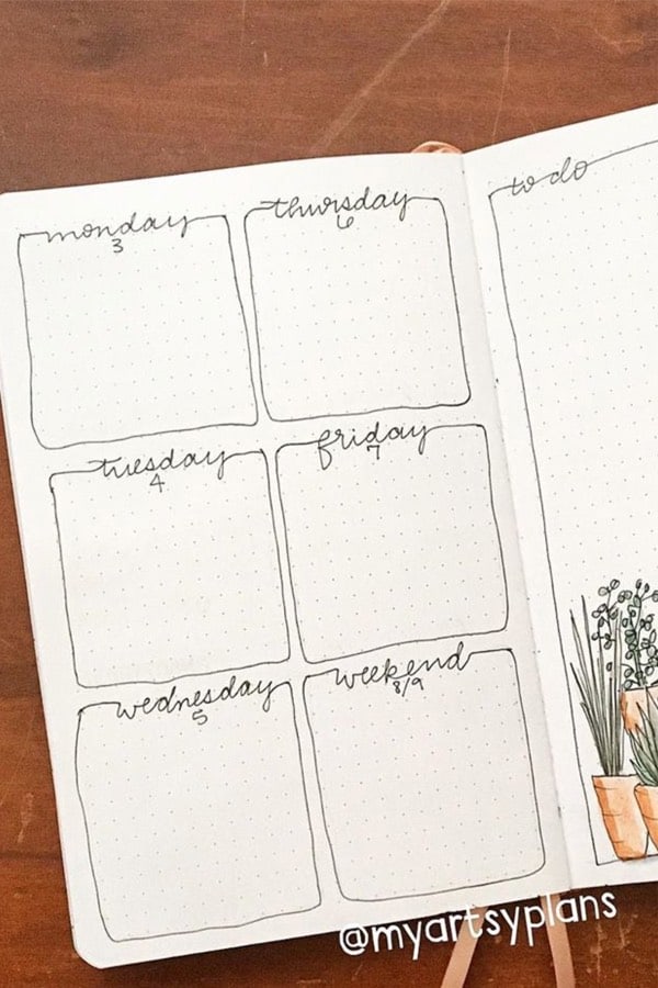 simple weekly layout for bujo