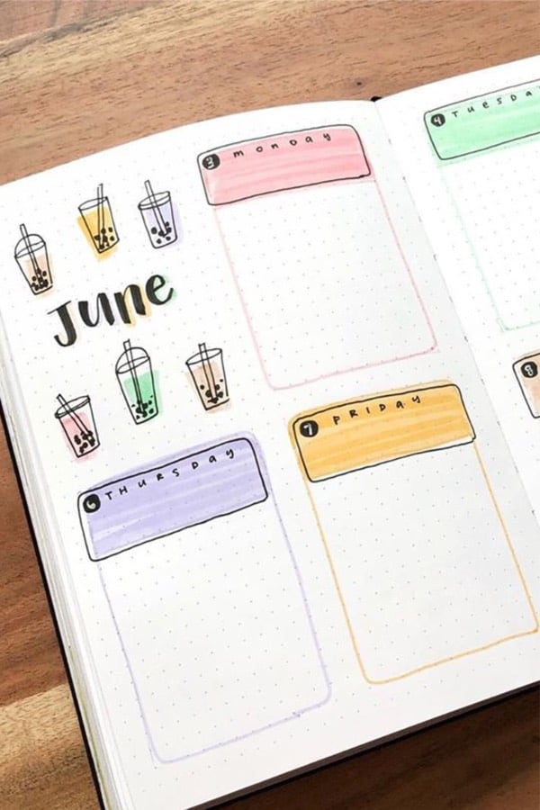 cute weekly layouts for june