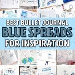 creative blue bullet journal spreads