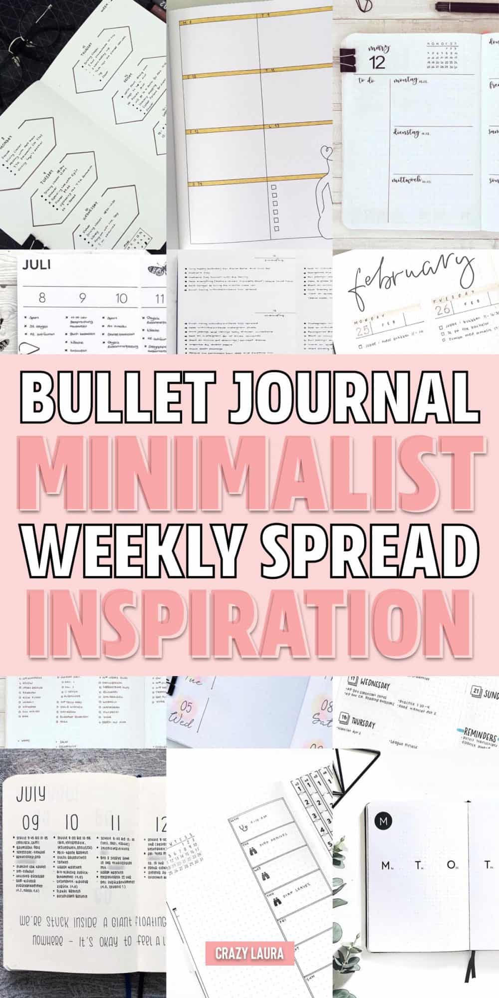 21 Best Minimalist Weekly Spread Ideas For Bujo Addicts Vol.1 - Crazy Laura