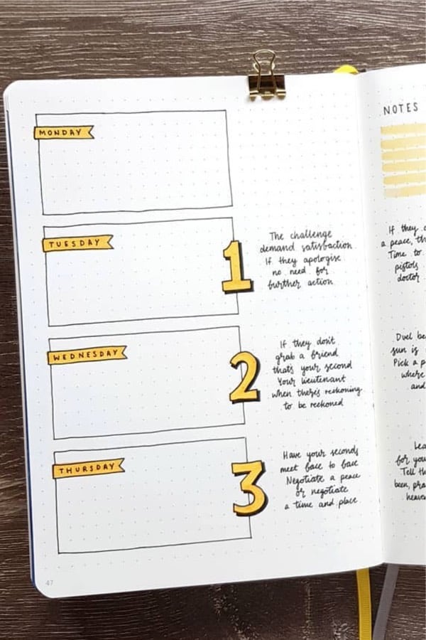 best bujo themes with yellow