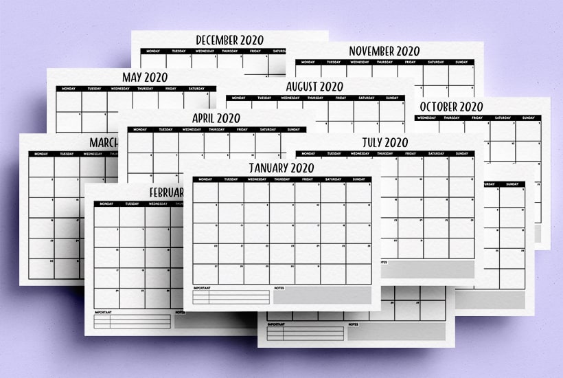 Free Printable Blank Calendar For 2020