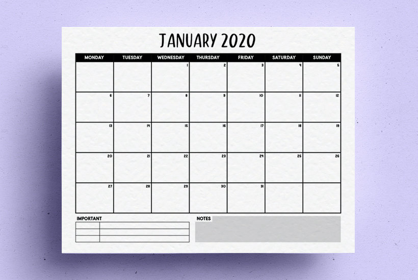 free january blank calendar