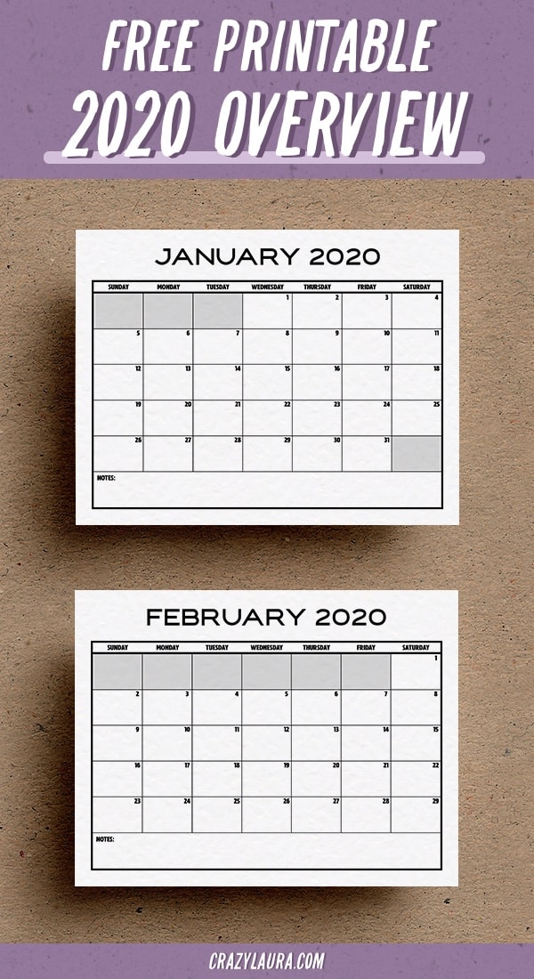 downloadable free calendar for 2020