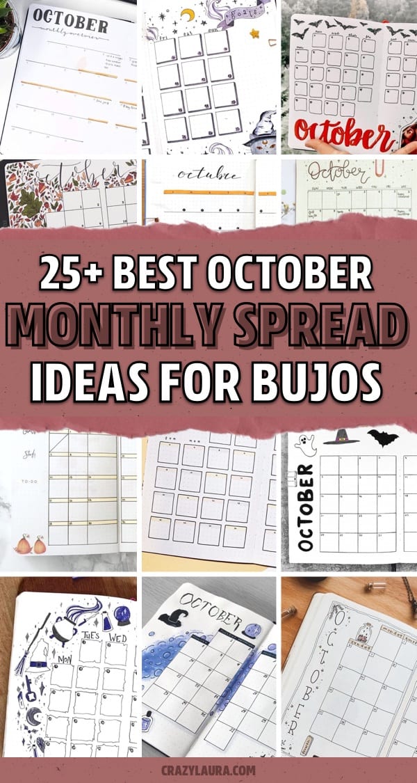 autumn monthly spreads for bullet journals