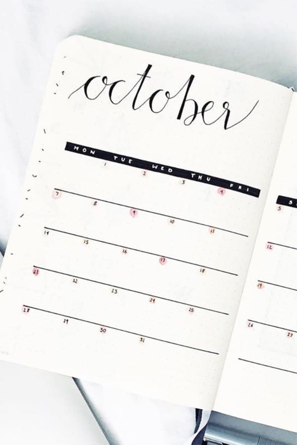 layout example for fall monthly spread