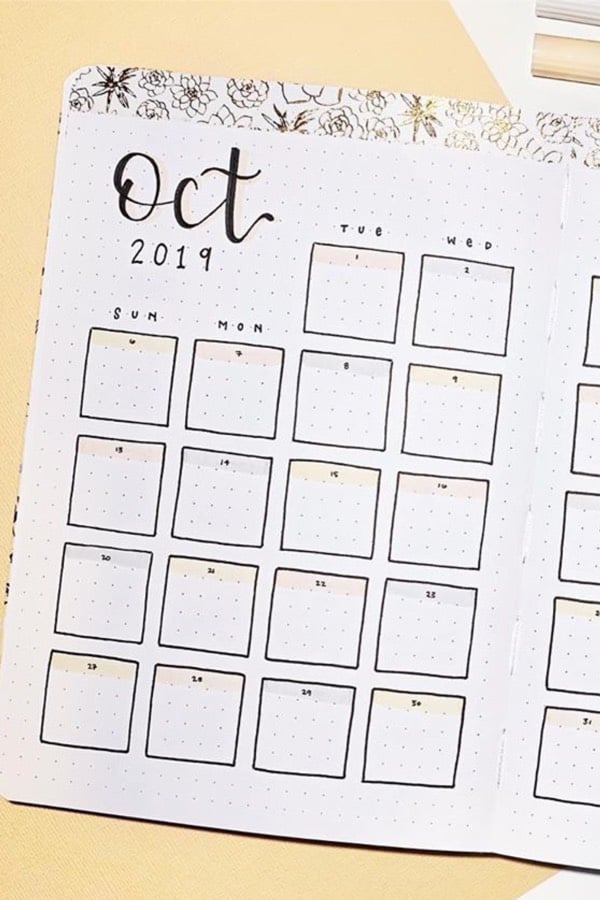 simple monthly log with pastel colors