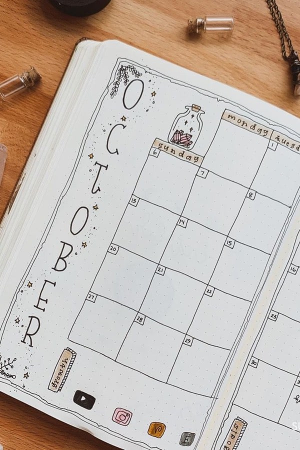 october doodles on monthly spread