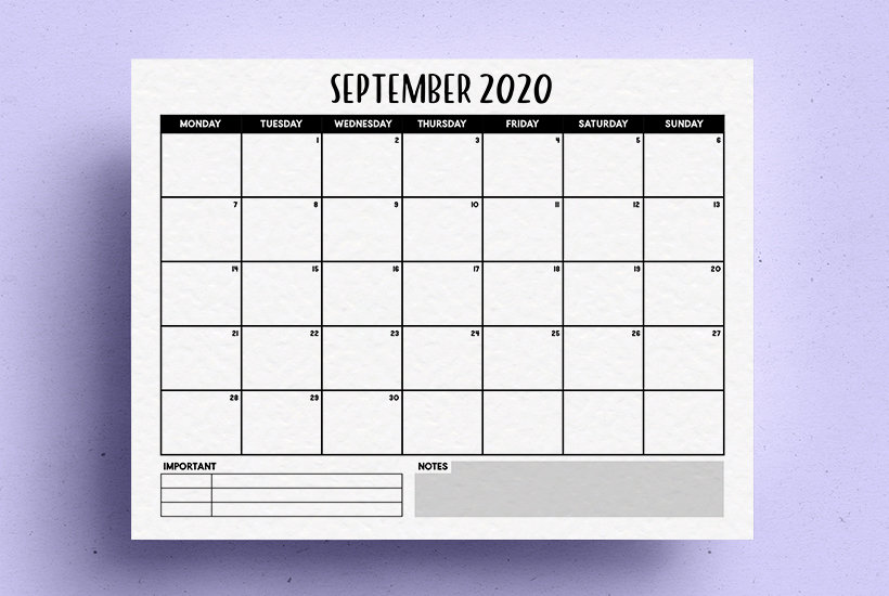free downloadable calendar for 2020