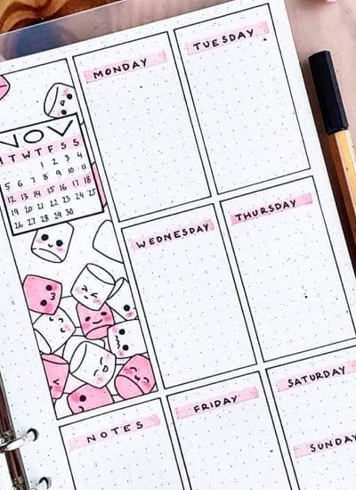 collection of pink themed bujo ideas