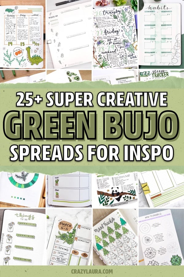best green theme pages for bujo