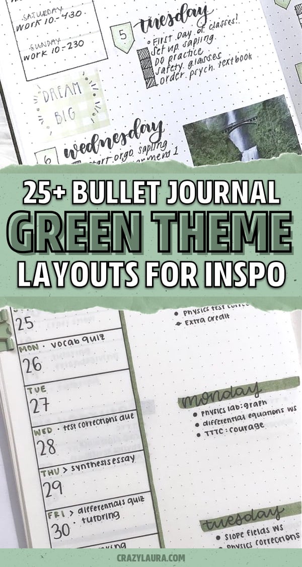 green bullet journal inspiration