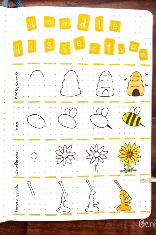 how to draw bees for bullet journal