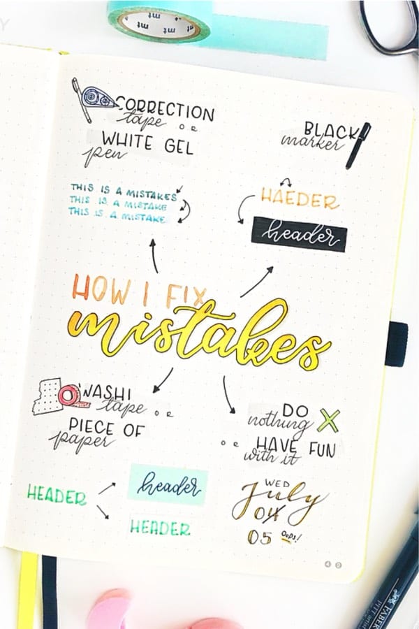 how to fix mistakes in bullet journal