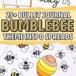 bullet journal layout with honey bee doodles